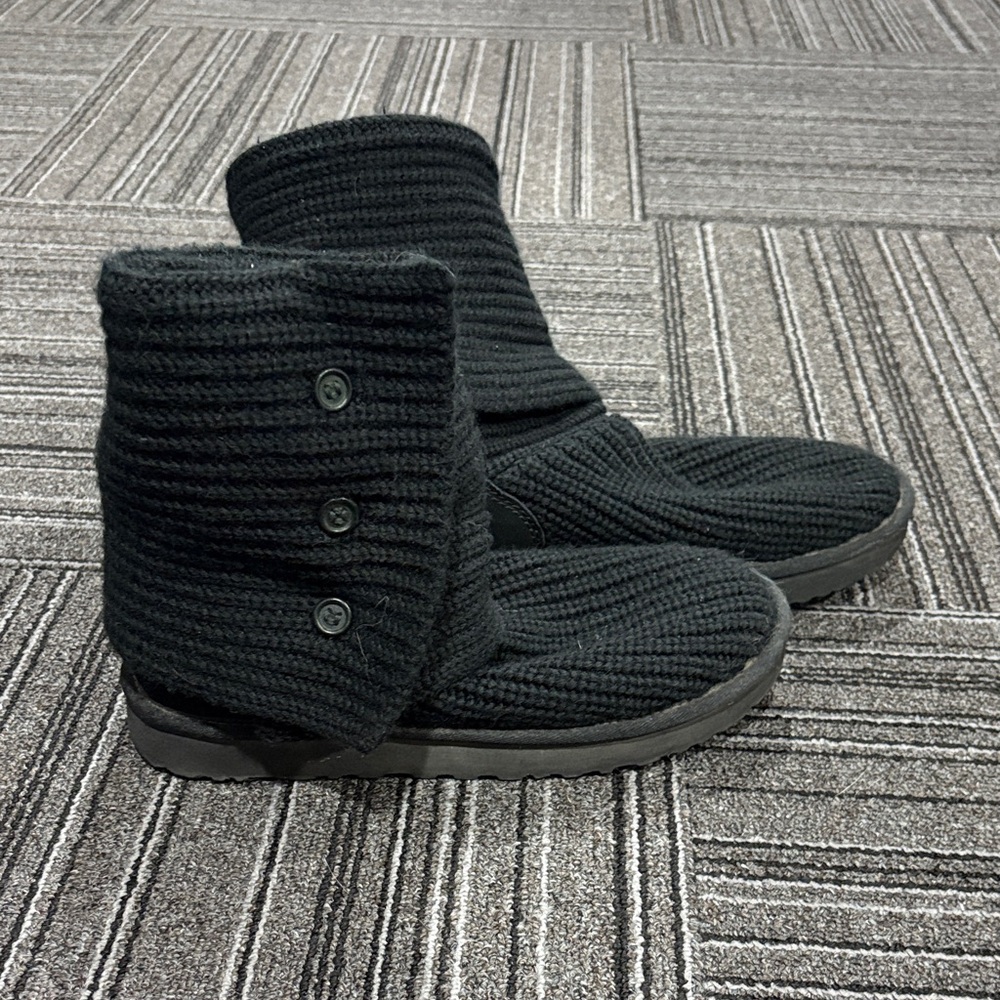 UGG Black Knit Button Boots